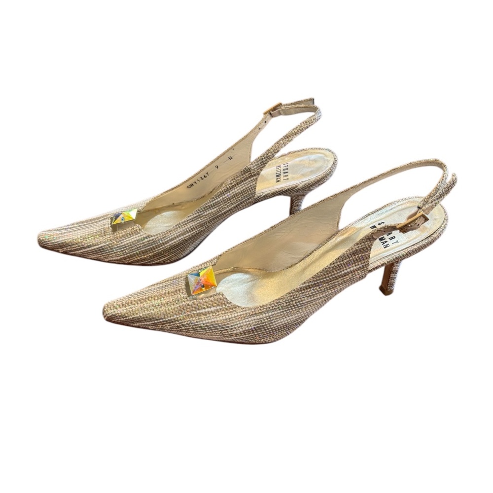 Womens, Stuart Weitzman Slingback Heel.  Color: Gold/Silver, Size: 9N